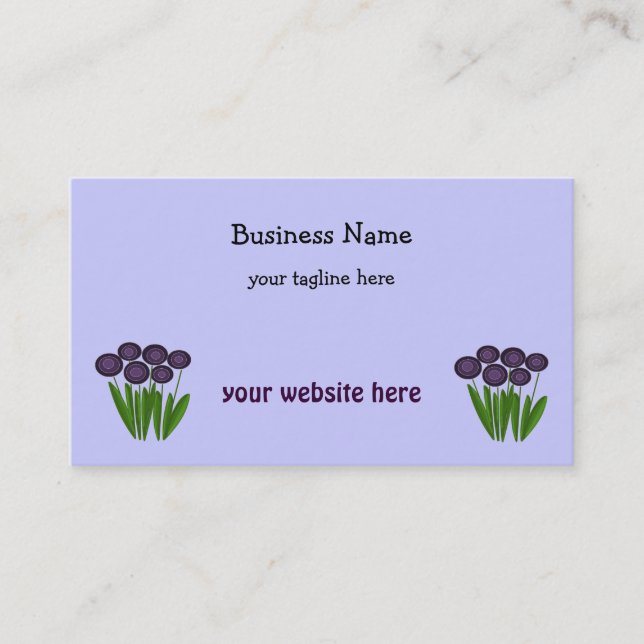 Modern Purple Flowers Business Card (Front)