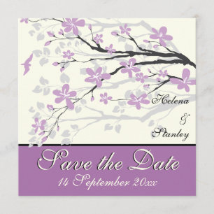 Modern purple flowers wedding Save the Date