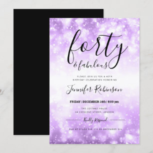 Modern Purple Forty & Fabulous 40th Birthday Invitation
