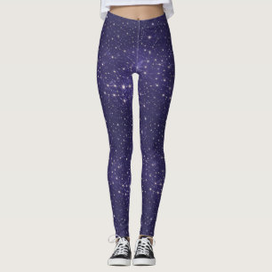 Modern Purple Galaxy Cosmic Universe Space Stars  Leggings