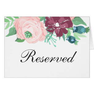Modern Purple garden flowers. Reserved sign