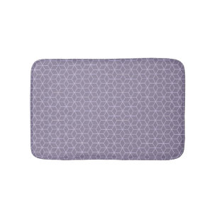 Modern Purple Geometric Cubes Pattern Bath Mat