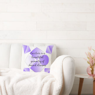 Modern Purple Geometric Love Quote Throw Pillow |