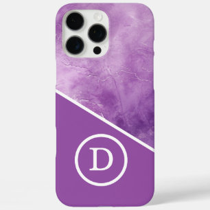 Modern Purple Geometric Monogram iPhone 16 Pro Max Case