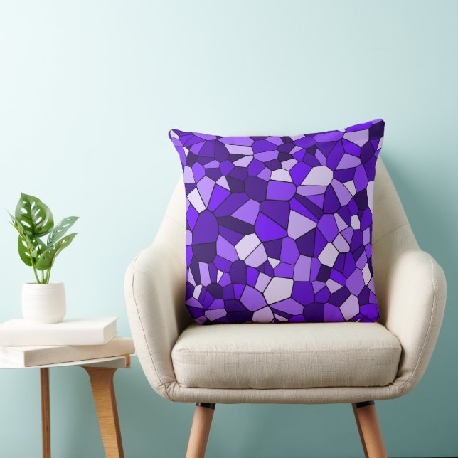 Modern Purple Geometric Mosaic Pattern Cushion (Chair)