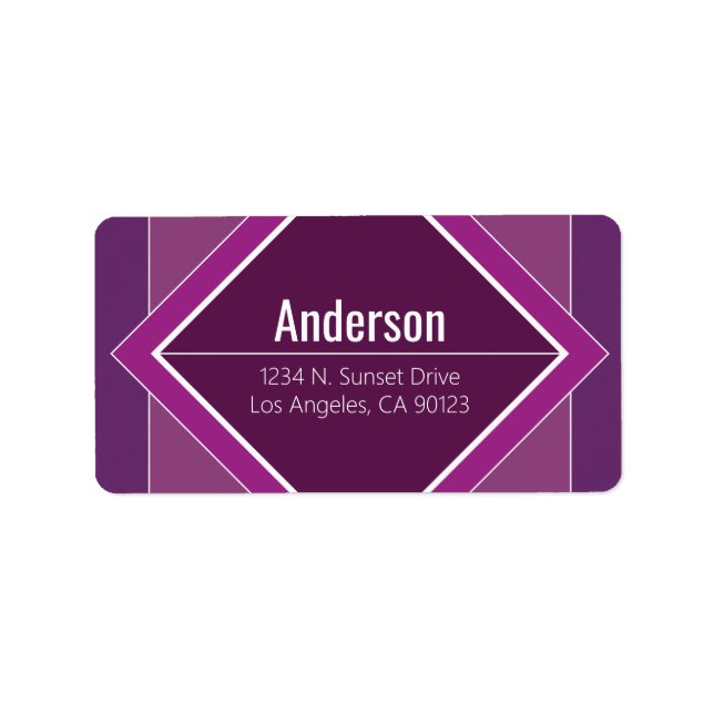 Modern Purple Geometric Return Address  Label (Front)