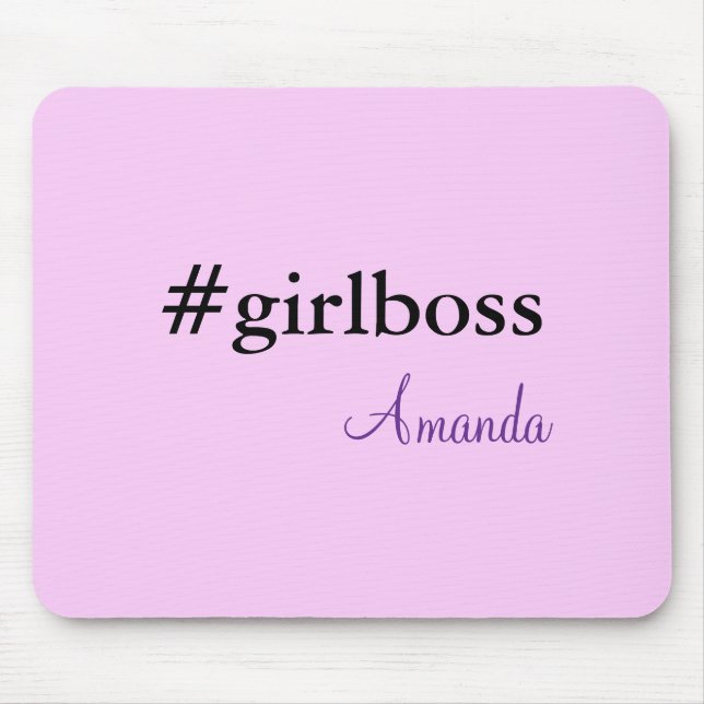 Modern Purple Girl Boss & Name | best Girly Mouse Mat (Front)