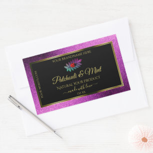 Modern Purple Glitter Black Product Labels Ladybug