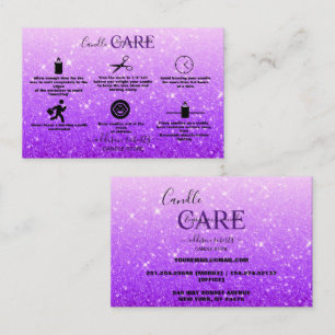 Modern  Purple Glitter Candle Care  Business Card