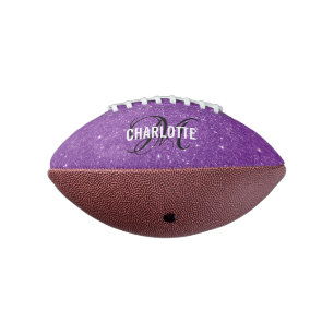Modern purple glitter monogram name football american football