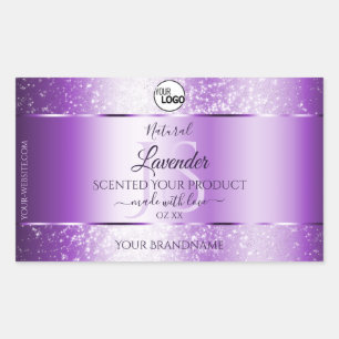 Modern Purple Glitter Product Labels Monogram Logo