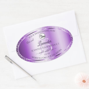 Modern Purple Glitter Product Labels Monogram Logo