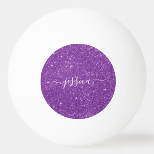 Modern purple glitter script name  ping pong ball