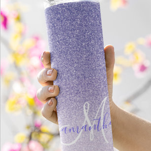Modern Purple Glitter Sparkles Personalised Name Thermal Tumbler