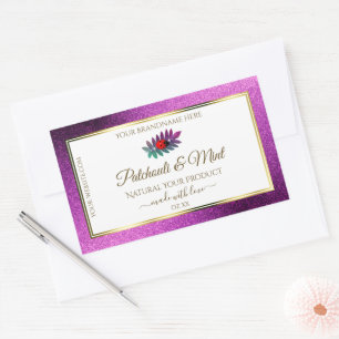 Modern Purple Glitter White Product Labels Ladybug