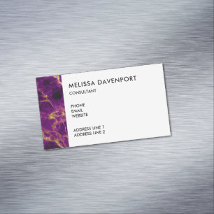 Modern Purple & Gold Abstract Marble Magnetic Business Card