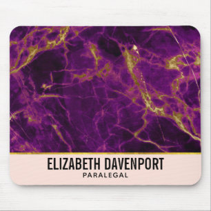 Modern Purple & Gold Abstract Marble Mouse Mat