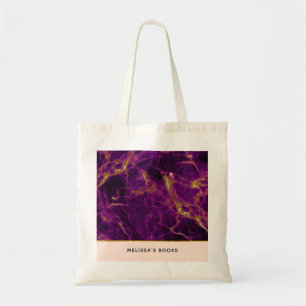 Modern Purple & Gold Abstract Marble Tote Bag