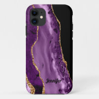 Modern Purple Gold Agate Crystal Personalise