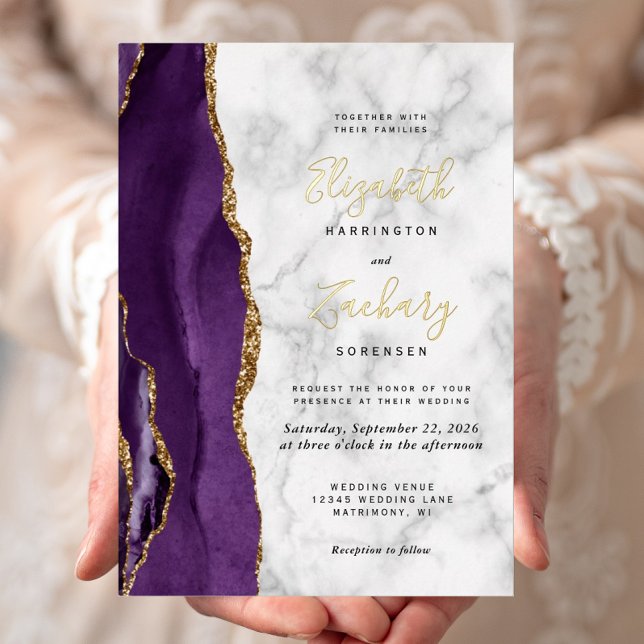 Modern Purple Gold Agate Marble Wedding (Creator Uploaded)