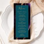 Modern Purple Gold Agate Teal Wedding Menu<br><div class="desc">This elegant,  modern wedding menu features a watercolor purple agate background trimmed with gold faux glitter. The text appears in elegant gold coloured handwriting and copperplate fonts on a teal blue rectangle. The agate design is repeated on the reverse.</div>