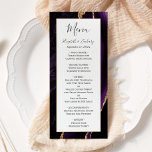 Modern Purple Gold Agate Wedding Menu<br><div class="desc">This elegant,  modern wedding menu features a watercolor purple agate background trimmed with gold faux glitter. The text appears in elegant charcoal gray handwriting and copperplate fonts on a white rectangle. The agate design is repeated on the reverse.</div>