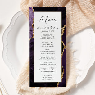 Modern Purple Gold Agate Wedding Menu
