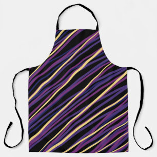 Modern Purple & Gold Diagonal Stripes Apron