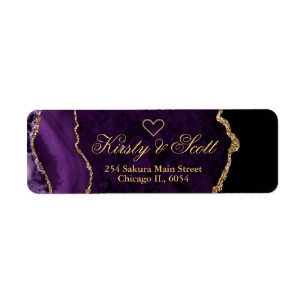 Modern Purple & Gold Faux Glitter Agate Wedding