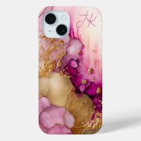 Modern Purple Gold Marble Monogram Personalised