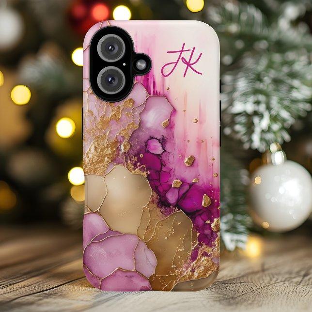 Modern Purple Gold Marble Monogram Personalised Case-Mate iPhone Case (Creator Uploaded)