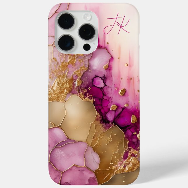 Modern Purple Gold Marble Monogram Personalised Case-Mate iPhone Case (Back)