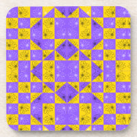 Modern purple & golden Checkerboard floral pattern