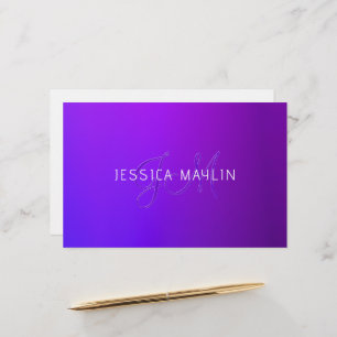 Modern Purple Gradient Name & Monogram  Stationery