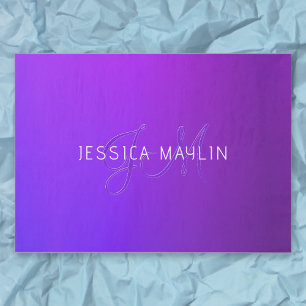 Modern Purple Gradient Name & Monogram  Tissue Paper