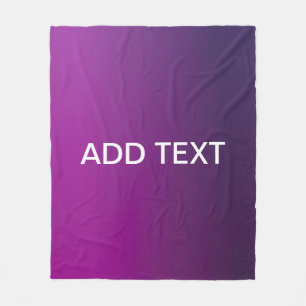 Modern Purple Gradient Ombre & Editable White Text Fleece Blanket