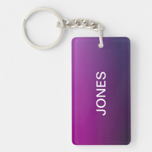 Modern Purple Gradient Ombre & Editable White Text Key Ring