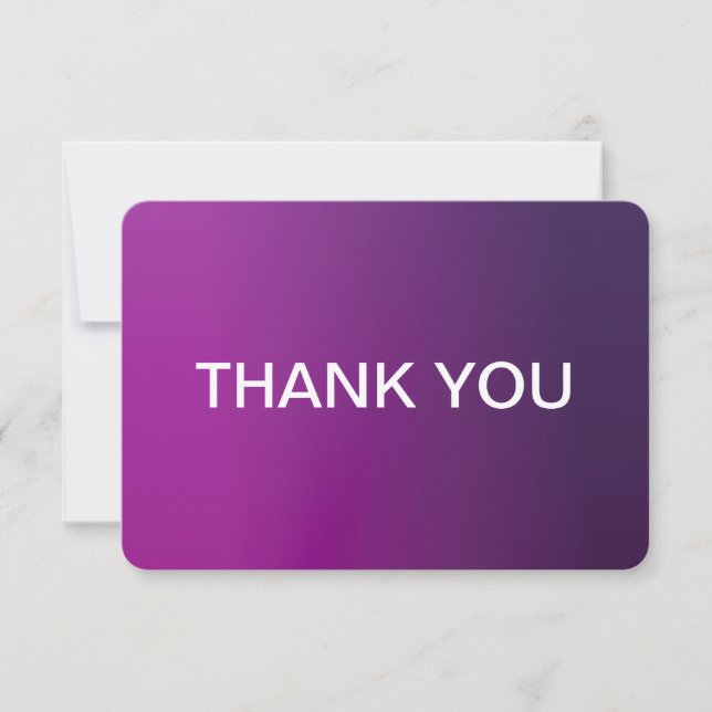 Modern Purple Gradient Ombre & Editable White Text Thank You Card (Front)