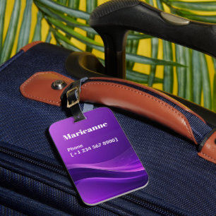 Modern Purple Gradient Wave Minimalist Luggage Tag