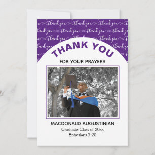 Modern Purple Graduate Photo Thank You Card