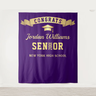 Modern Purple Graduation Party Photo Backdrop Tapestry