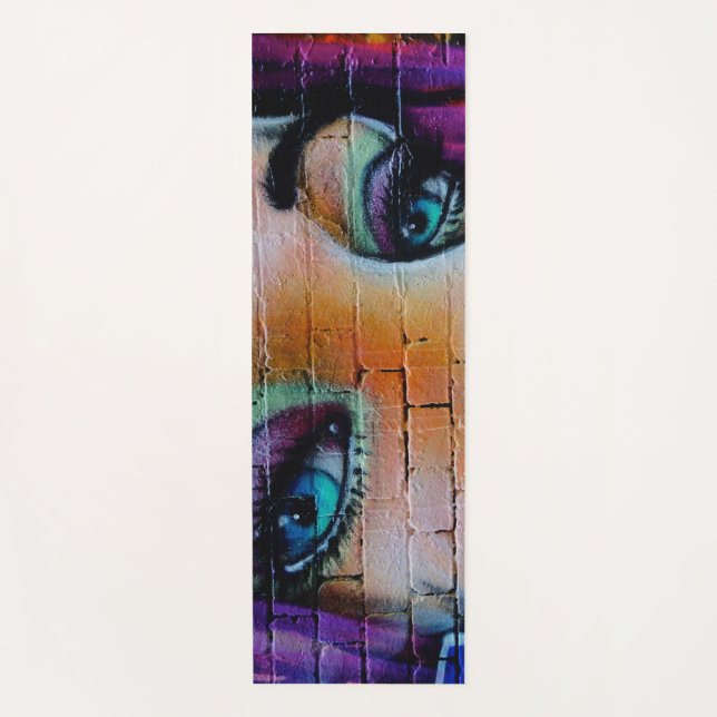 Modern Purple Graffiti Girl Yoga Mat (Front)