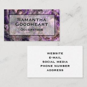 Modern purple granite marble stone business card