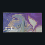 Modern Purple Green & Gold Marble Swirl Monogram Desk Mat<br><div class="desc">This beautiful desk mat features purple,  green,  lavender grey,  and gold swirl marble background. Simple and elegant. Add a name to make it truly personal. Makes a great gift. Created by Simply Farmhouse Press.</div>