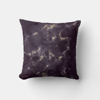Modern Purple & Grey Marble Throw Pillow with Gold