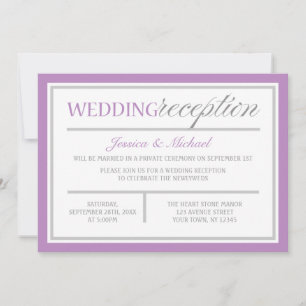 Modern Purple & Grey Wedding Reception Invitations