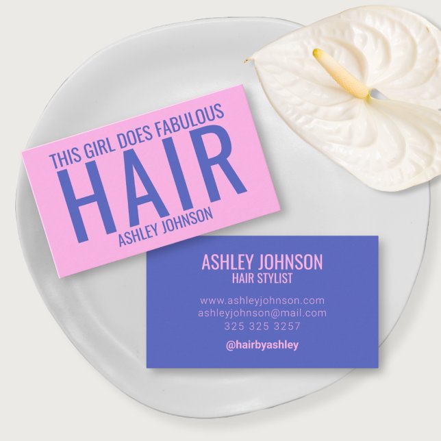 Modern purple hair stylist typography business card (Creator Uploaded)