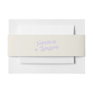 Modern Purple Hand Written Pastel Wedding Invitation Belly Band