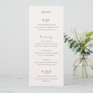 Modern Purple Handwritten Script Elegant Wedding Menu