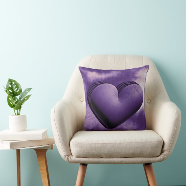 Modern purple heart Watercolor for Valentine's Day Cushion (Chair)
